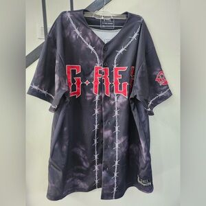 Men's Dark Gray Short-Sleeve Graphic G-Rex Jersey with Red Accents